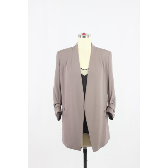 Aritzia Jackets & Blazers - Aritzia BABATON Power Hip Taupe Grey Crepe Open Blazer Jacket, Size 2